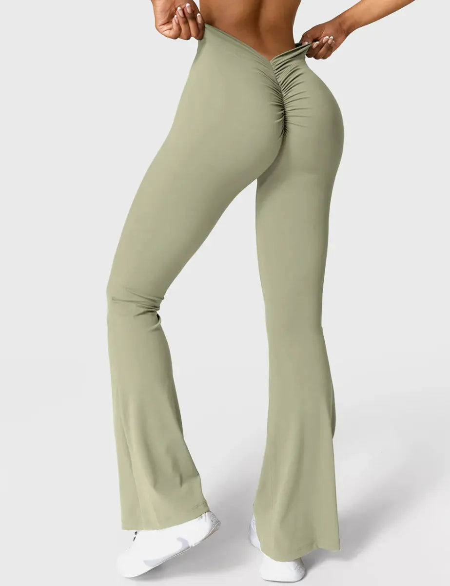 Curve® V - Back Flare Leggings – Salbeigrün (31,5") - LEVEFIT