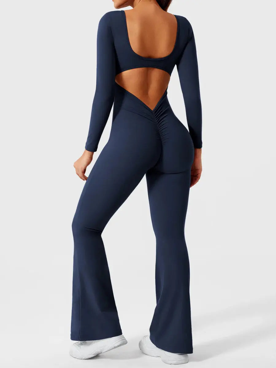 ELVIA™ Long Sleeve Flare Jumpsuit - LEVEFIT
