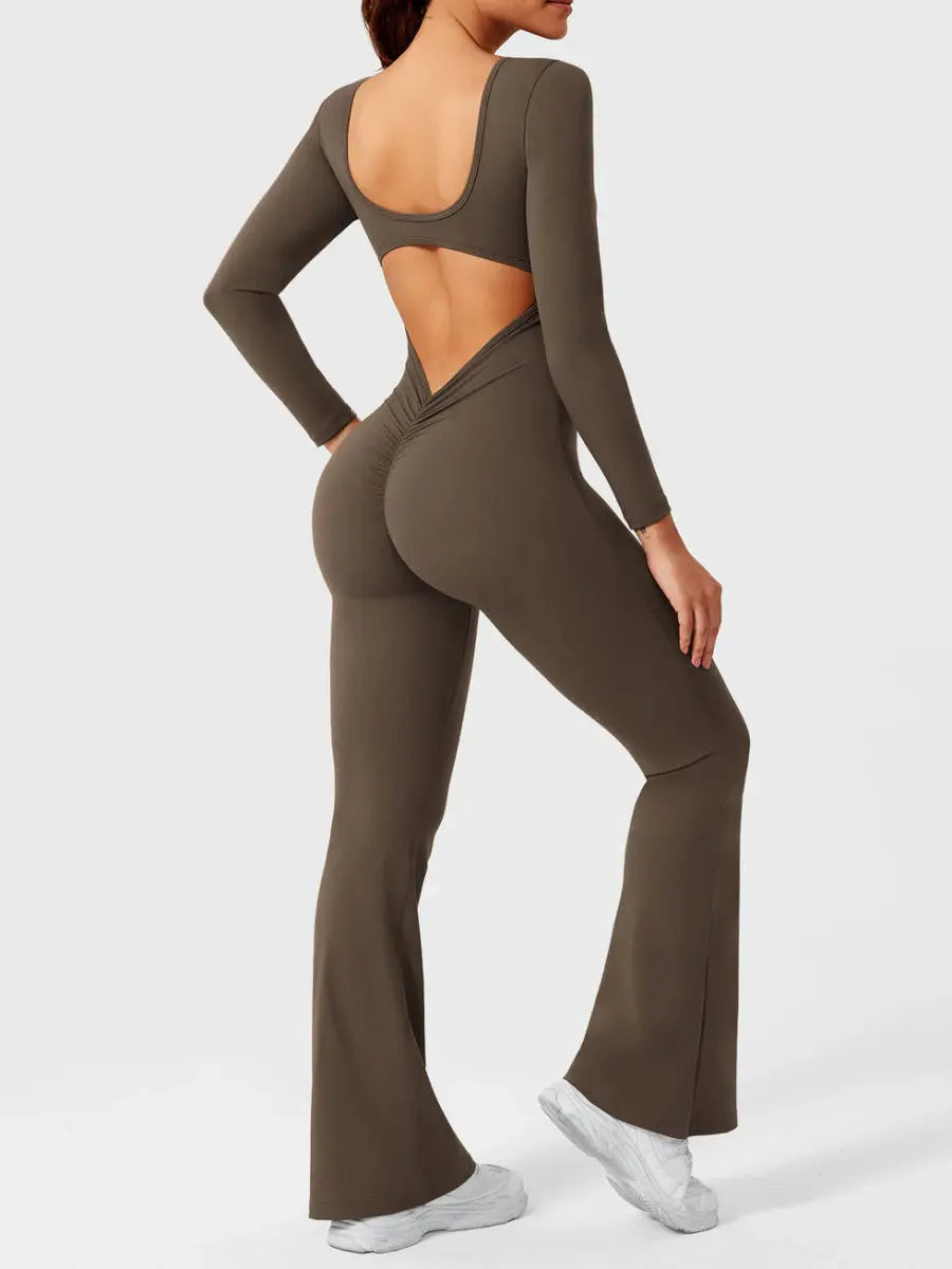 ELVIA™ Long Sleeve Flare Jumpsuit - LEVEFIT