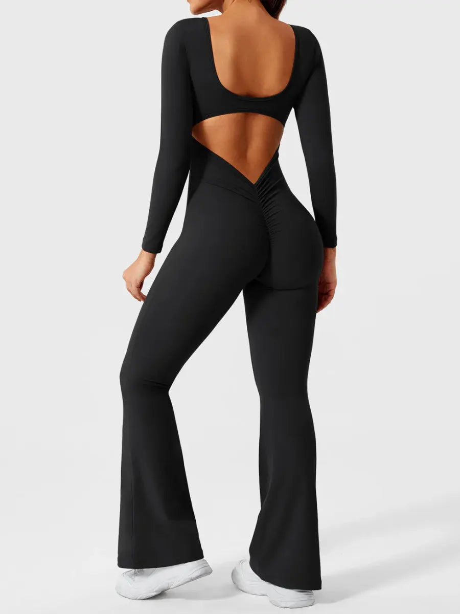 ELVIA™ Long Sleeve Flare Jumpsuit - LEVEFIT