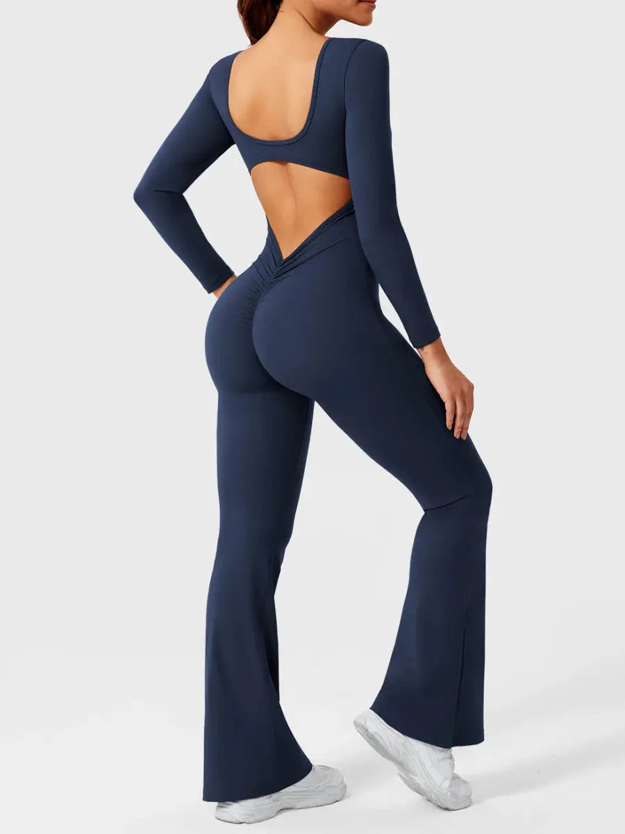 ELVIA™ Long Sleeve Flare Jumpsuit - LEVEFIT