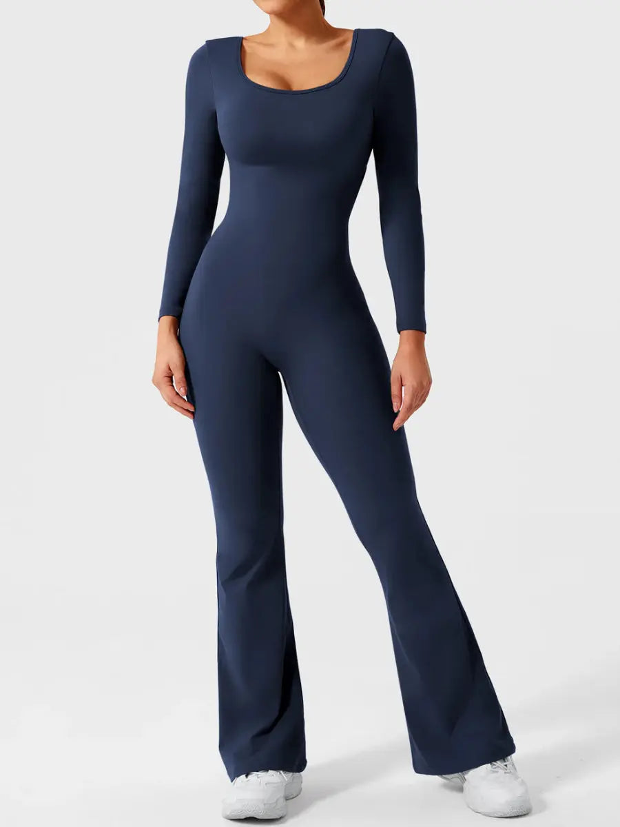 ELVIA™ Long Sleeve Flare Jumpsuit - LEVEFIT