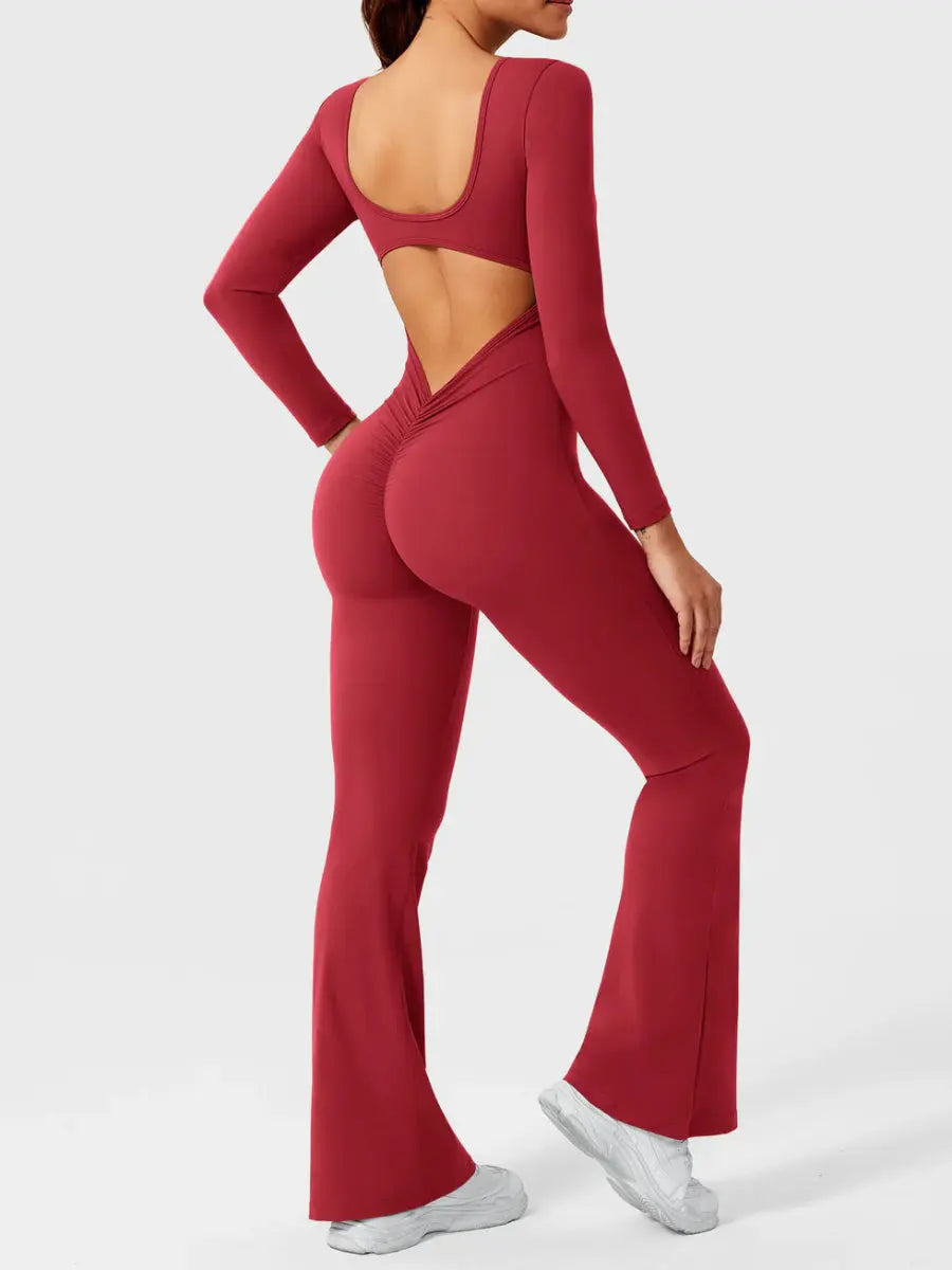ELVIA™ Long Sleeve Flare Jumpsuit - LEVEFIT