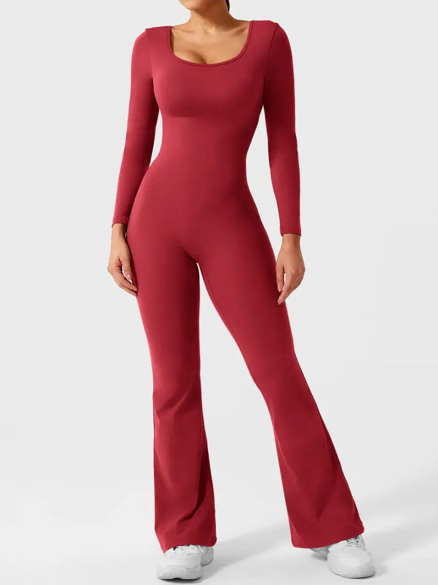 ELVIA™ Long Sleeve Flare Jumpsuit - LEVEFIT