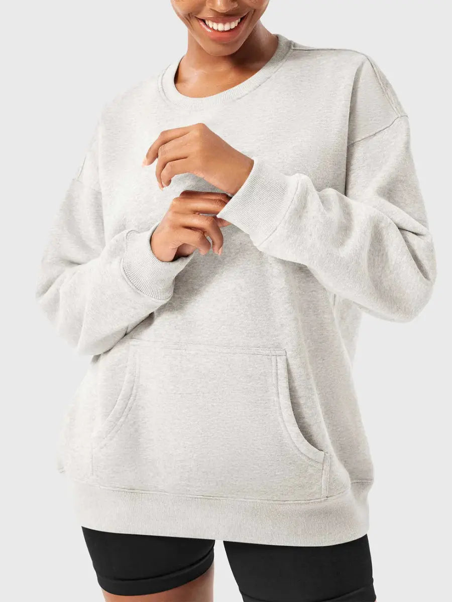 LeveFit™ AURA Oversized Fleece Sweatshirt – Hellgrau Meliert - LEVEFIT