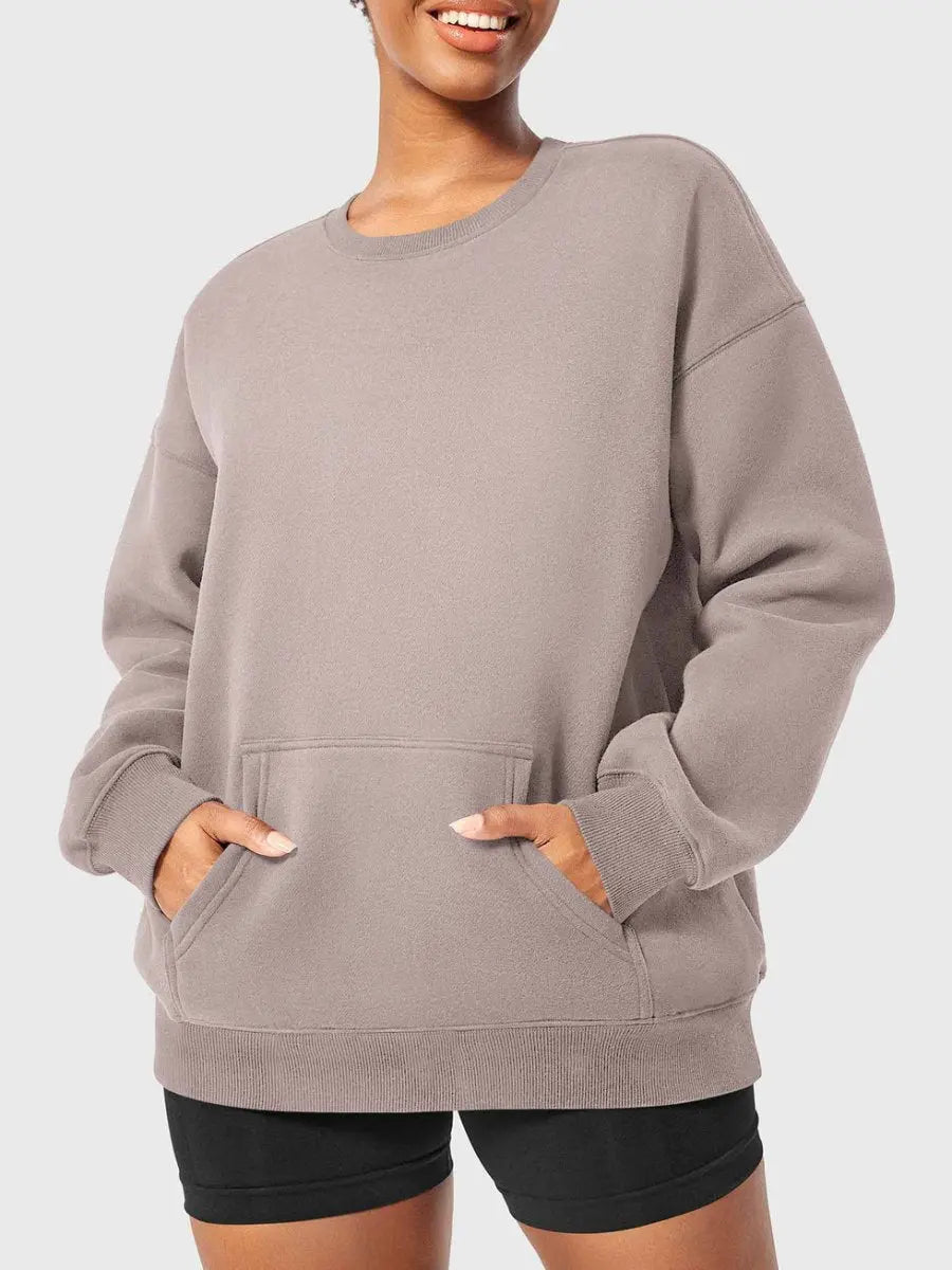 LeveFit™ AURA Oversized Fleece Sweatshirt – Kaffeebraun - LEVEFIT