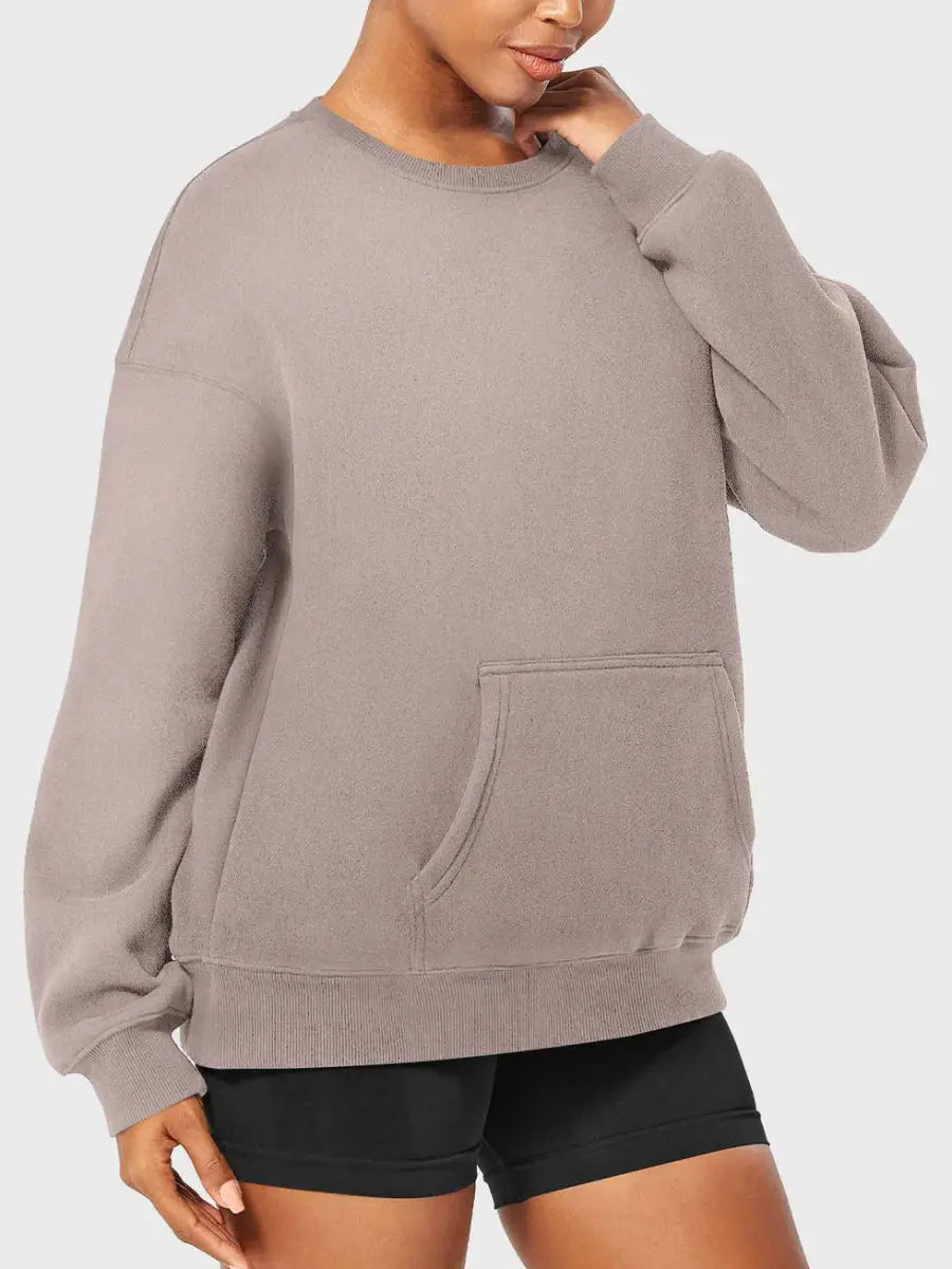 LeveFit™ AURA Oversized Fleece Sweatshirt – Kaffeebraun - LEVEFIT
