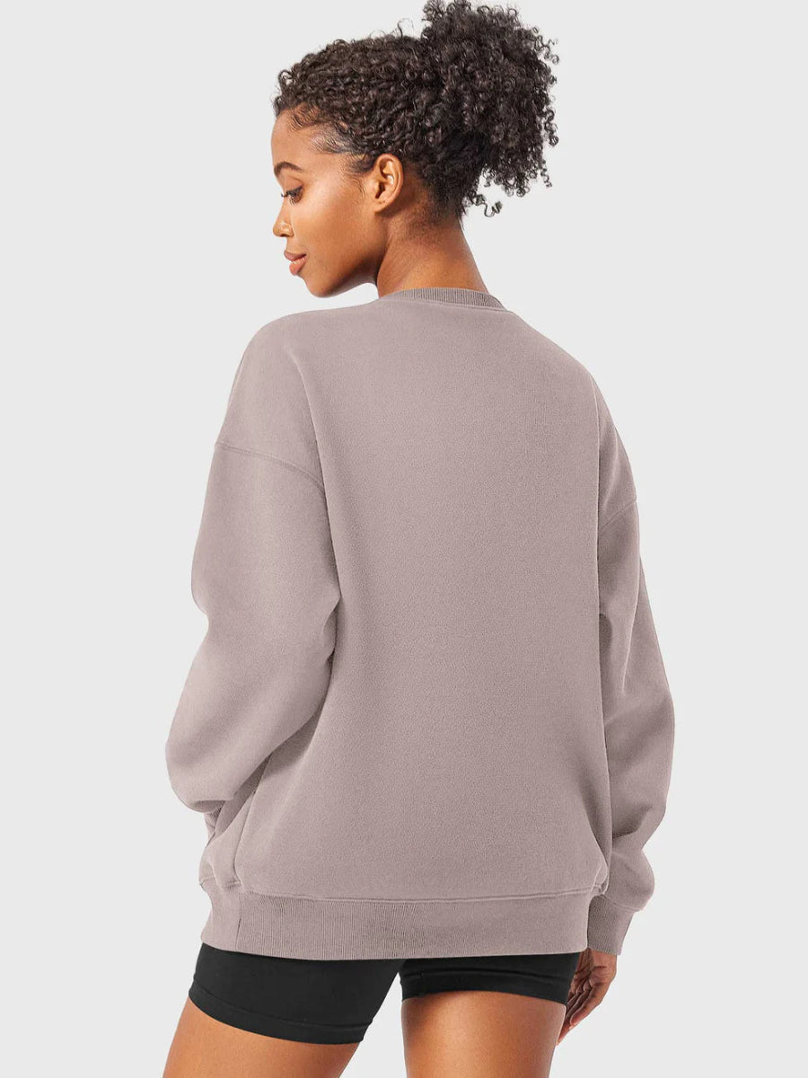LeveFit™ AURA Oversized Fleece Sweatshirt – Kaffeebraun - LEVEFIT