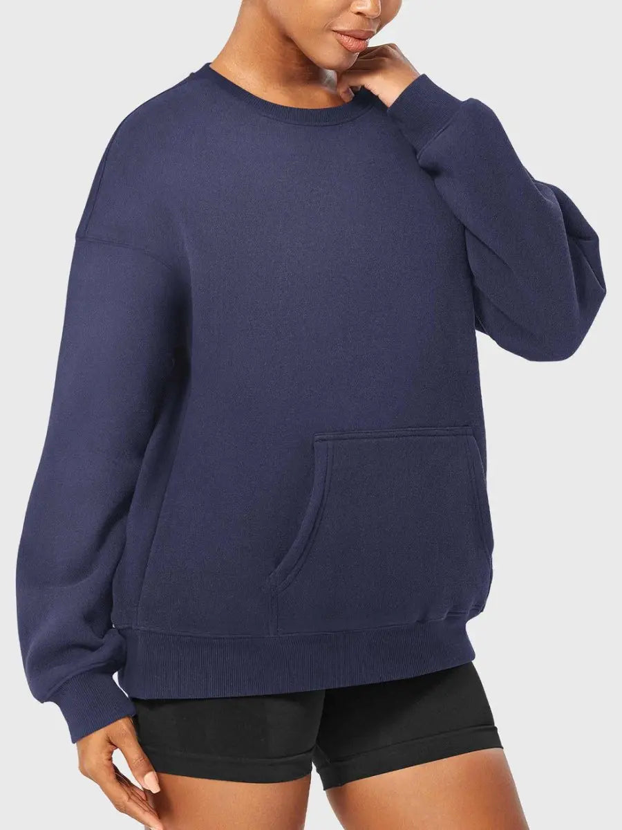 LeveFit™ AURA Oversized Fleece Sweatshirt – Navy Blau - LEVEFIT