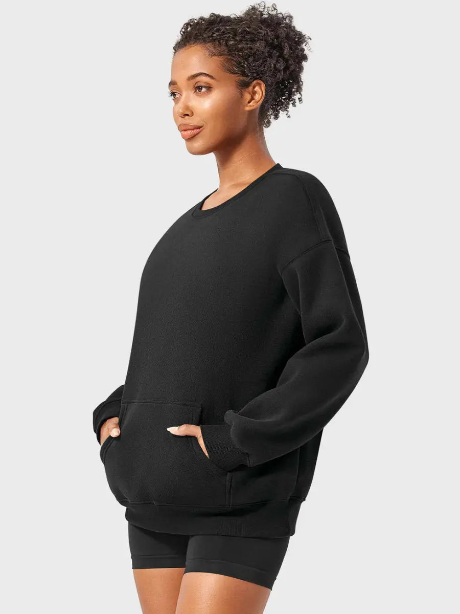 LeveFit™ AURA Oversized Fleece Sweatshirt – Schwarz - LEVEFIT