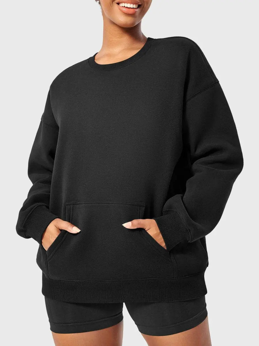 LeveFit™ AURA Oversized Fleece Sweatshirt – Schwarz - LEVEFIT