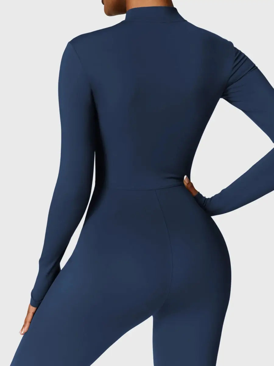 Levefit Dunkelblau Fleece Langarm Reißverschluss Jumpsuit - LEVEFIT