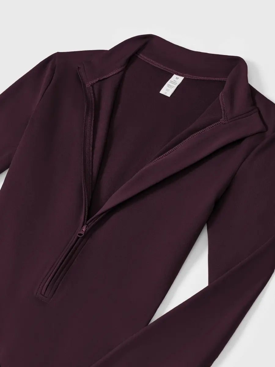 Levefit Dunkelviolett Fleece Langarm Reißverschluss Jumpsuit - LEVEFIT