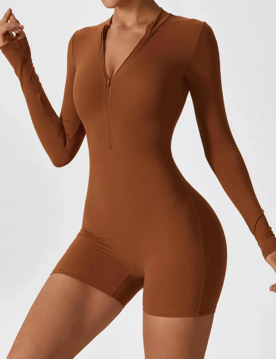 LUMINA™ Softline Zip Romper – Long Sleeve - LEVEFIT