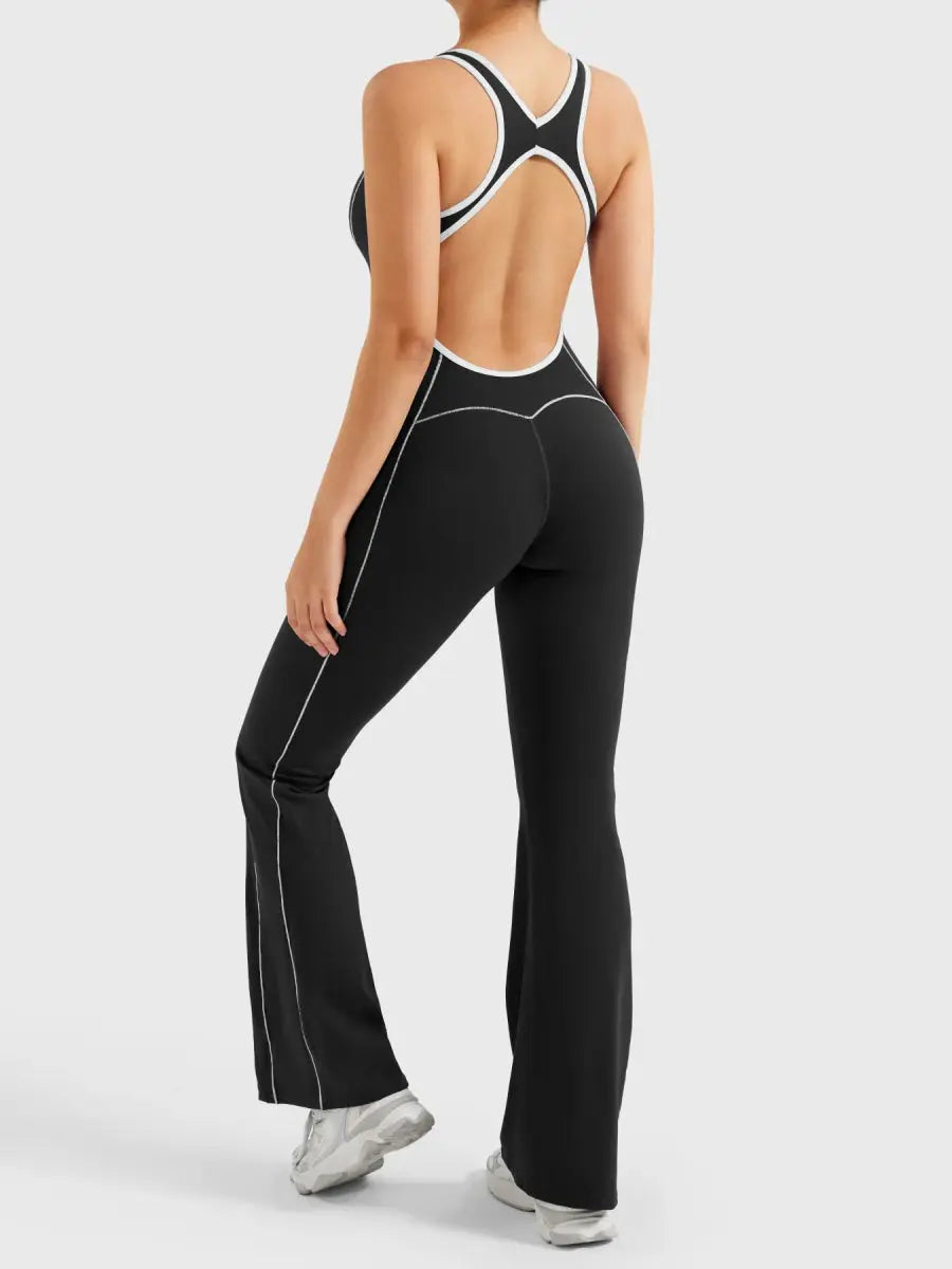 VÉNARA™ Contrast Flare Jumpsuit - LEVEFIT