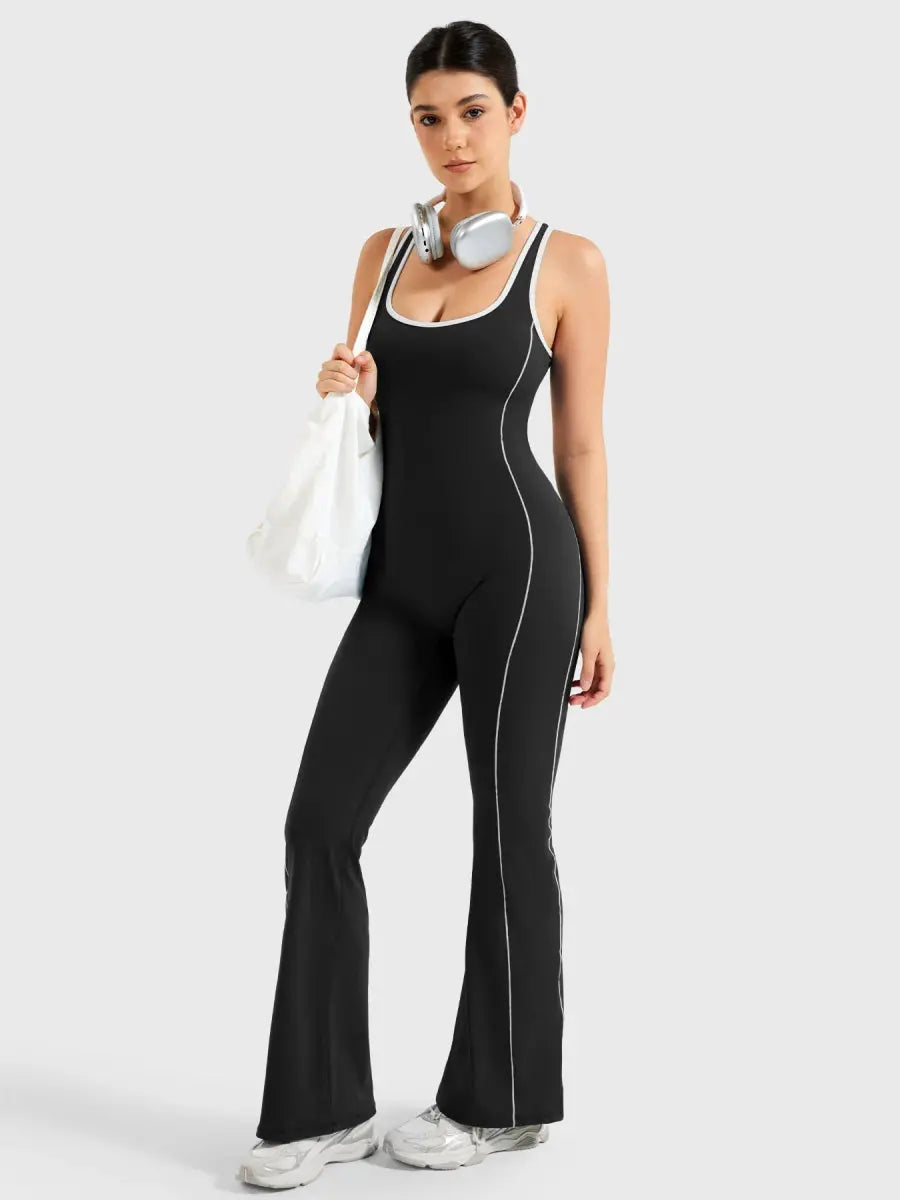 VÉNARA™ Contrast Flare Jumpsuit - LEVEFIT