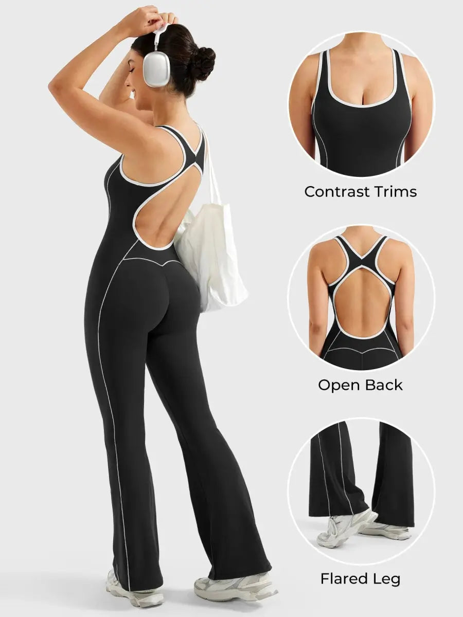 VÉNARA™ Contrast Flare Jumpsuit - LEVEFIT
