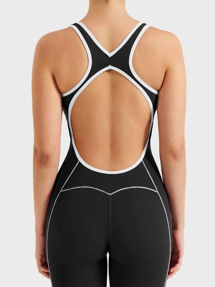 VÉNARA™ Contrast Flare Jumpsuit - LEVEFIT