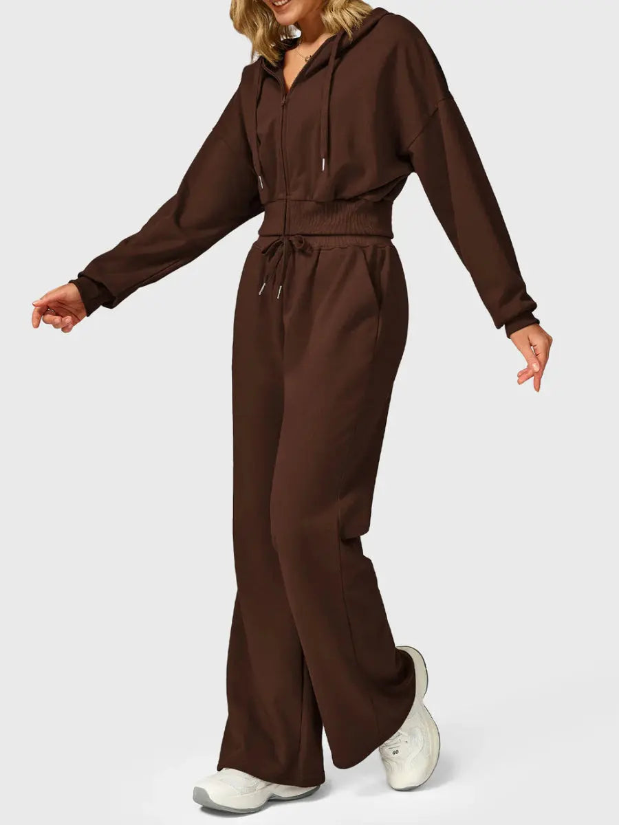 VÉRA™ Cropped Zip Hoodie – Kaffeebraun - LEVEFIT