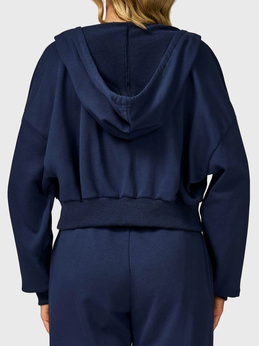 VÉRA™ Cropped Zip Hoodie – Tiefblau - LEVEFIT