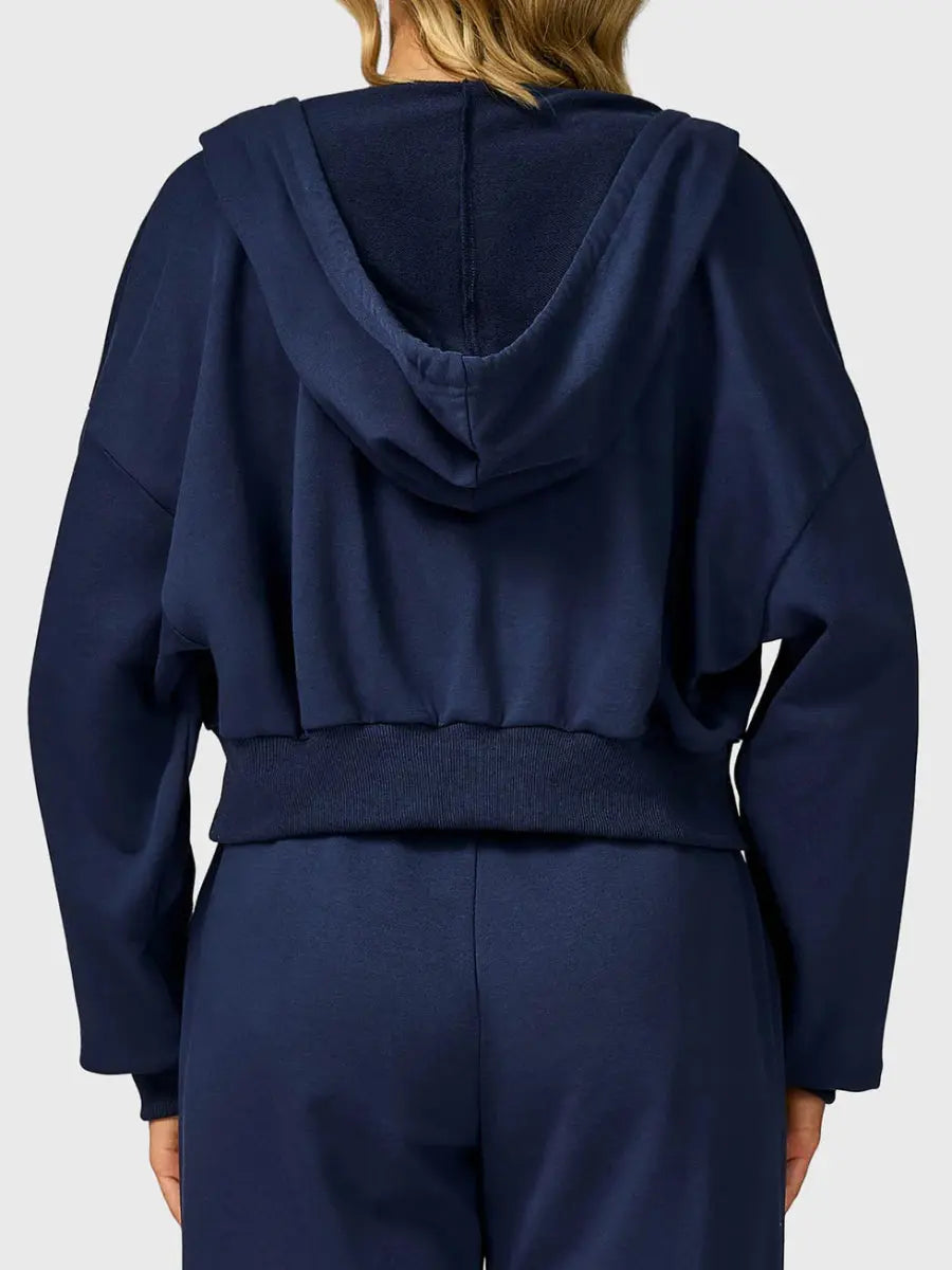 VÉRA™ Cropped Zip Hoodie – Tiefblau - LEVEFIT