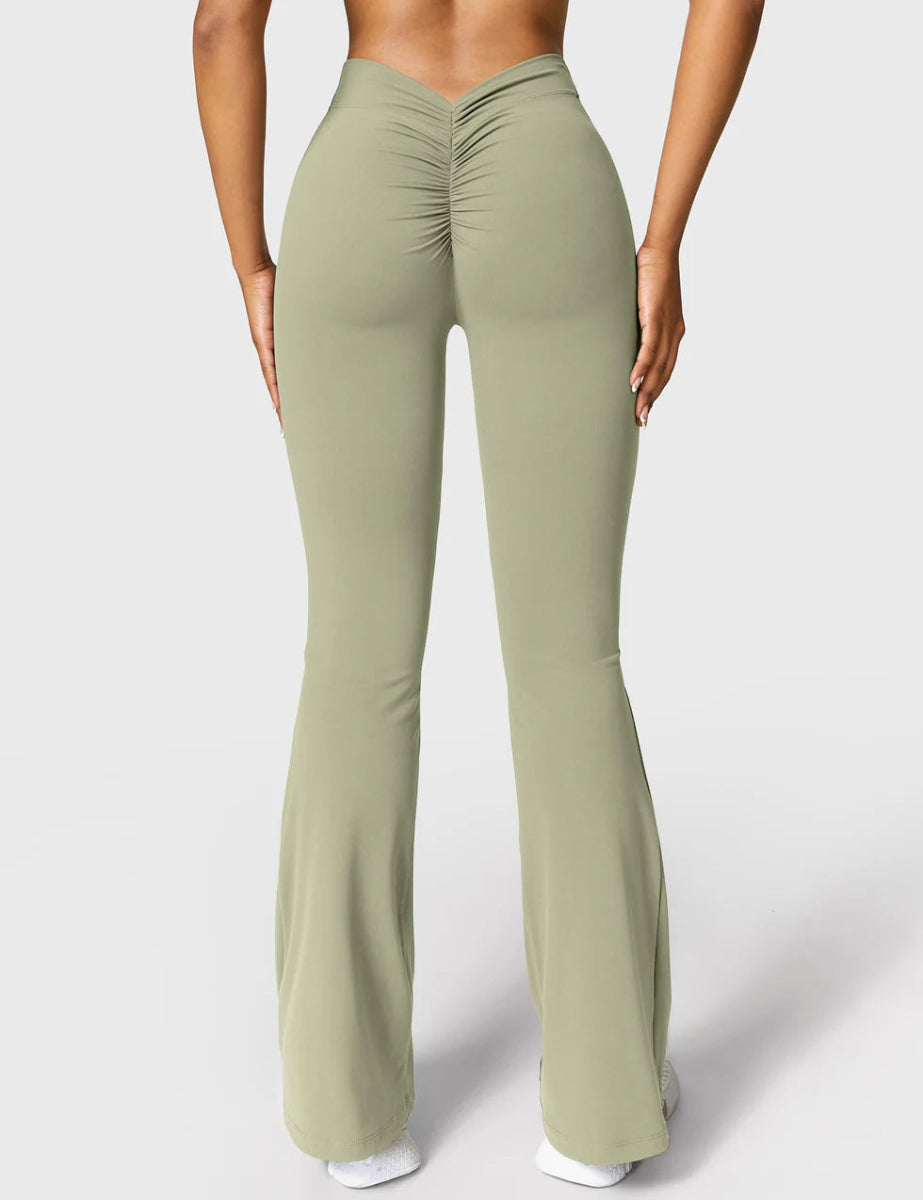 Curve® V - Back Flare Leggings – Salbeigrün (31,5") - LEVEFIT