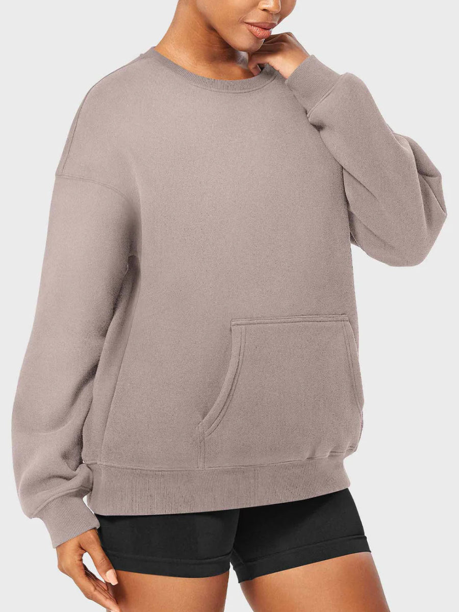 LeveFit™ AURA Oversized Fleece Sweatshirt – Kaffeebraun - LEVEFIT