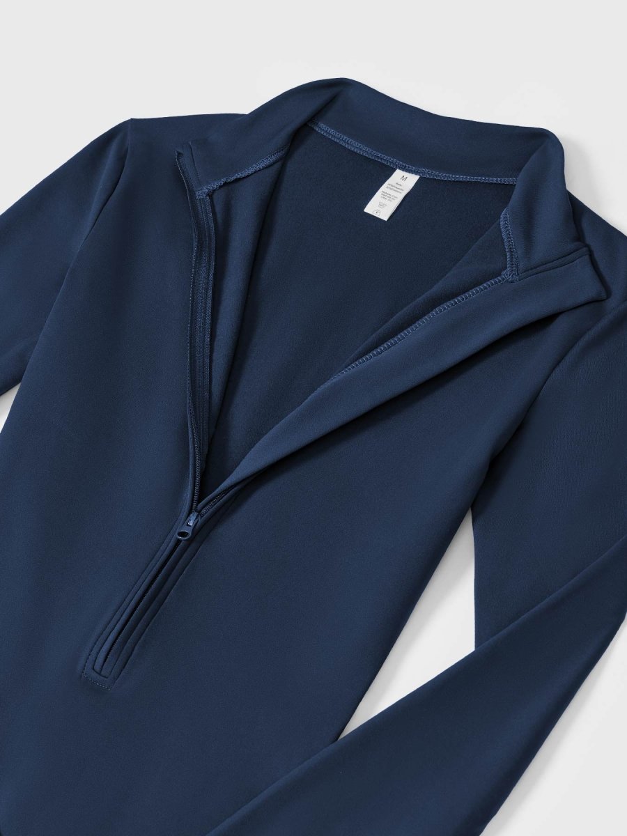Levefit Dunkelblau Fleece Langarm Reißverschluss Jumpsuit - LEVEFIT