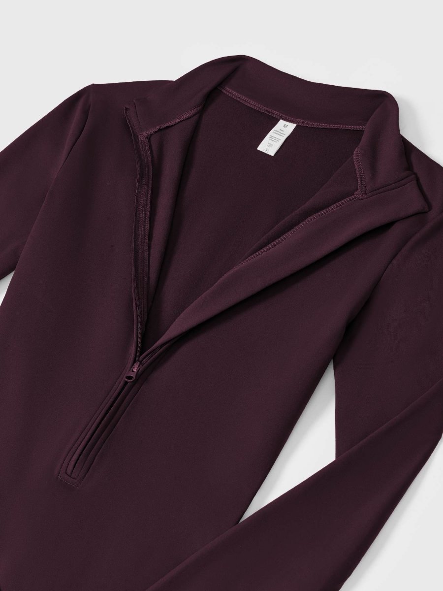 Levefit Dunkelviolett Fleece Langarm Reißverschluss Jumpsuit - LEVEFIT